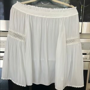 Ramy Brook White Knee-Length Skater Skirt Resort Wear